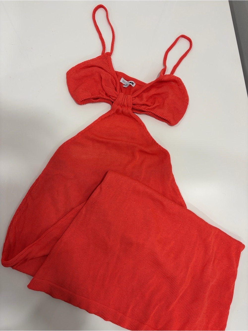Fashion Nova Red Knit Tie-Front Slip Dress